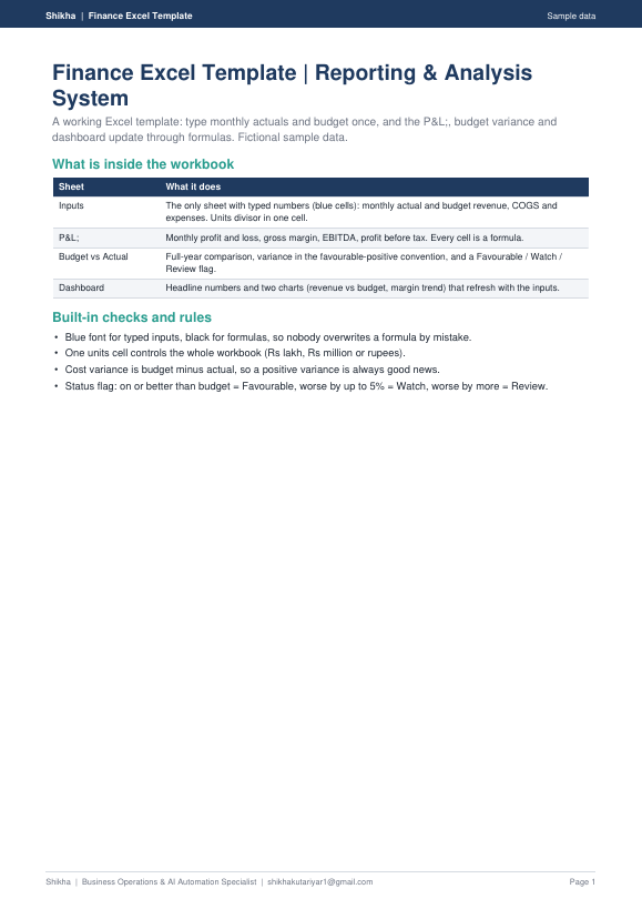 Excel Finance Templates sample