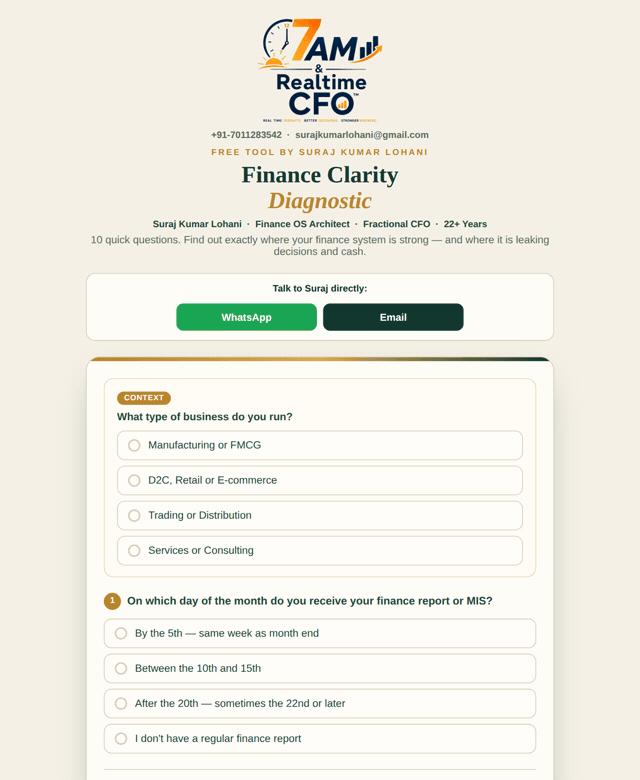 Finance Clarity Diagnostic — live demo